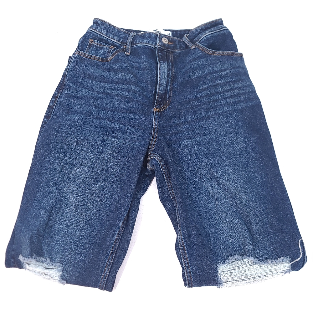Women's Hollister Curvy Ultra High Rise Dad Jean Distressed Ripped Jeans Size 3R